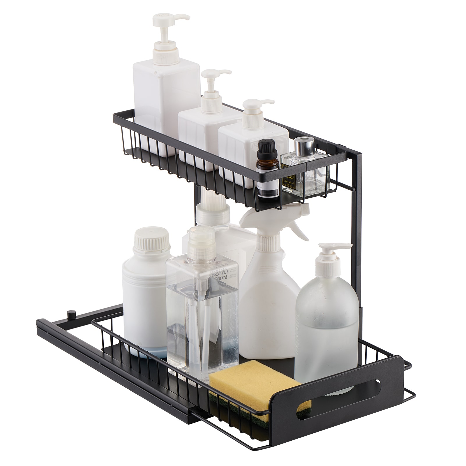 2-tier Pull Out Under Sink Cabinet Organizer Drawer Shelf Unit_voghion.com